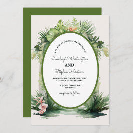 Pastel Boho Blumenarch Tropische Hochzeit Einladung