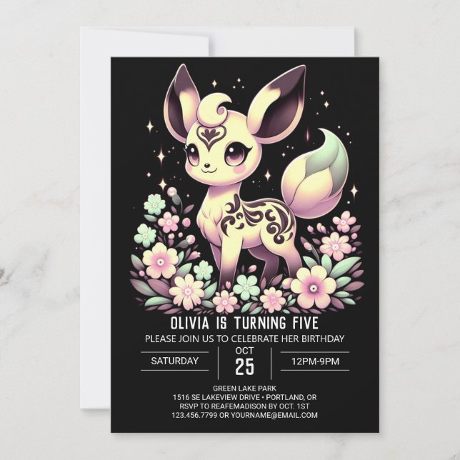 Pastel Boho Deer Digital zum Geburtstag Einladung (Vorderseite)