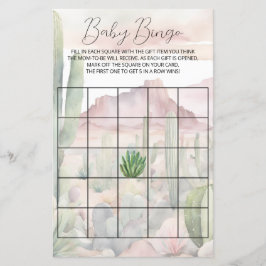 Pastel Boho Desert Cactus Baby Shower Bingo Game