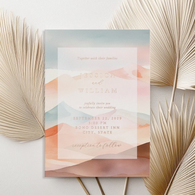 Pastel Boho Desert Wedding Folieneinladung (Von Creator hochgeladen)