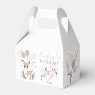 Pastel Boho Fawn und Balloons Geburtstag Geschenkschachtel
