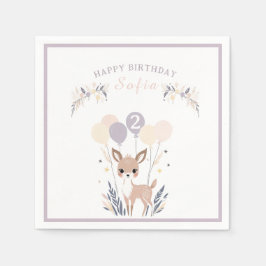 Pastel Boho Fawn und Balloons Geburtstag Serviette