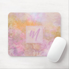 Pastel Boho Floral Pattern Chic Monogram Mousepad
