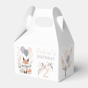 Pastel Boho Fox und Balloons zum Geburtstag Geschenkschachtel