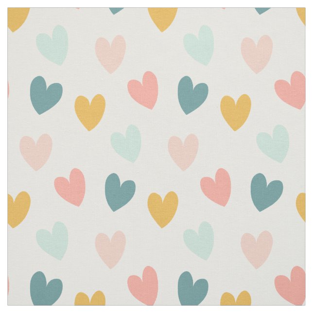 Pastel Boho Hearts-Pinks, Blues, Gold Stoff (Muster)
