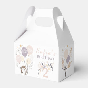 Pastel Boho Igel und Balloons Geburtstag Geschenkschachtel