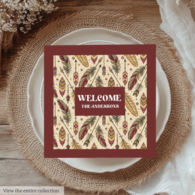 Pastel Boho Napkins Classic Tribal Individuelle Na Serviette (Pastel Boho Napkins Classic Tribal Custom Name)