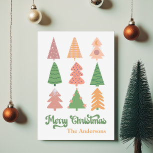 Pastel BOHO Niedliche Bäume Frohe Weihnachten