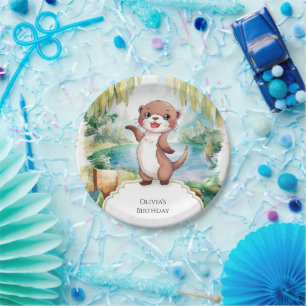 Pastel Boho Otter Birthday Pappteller