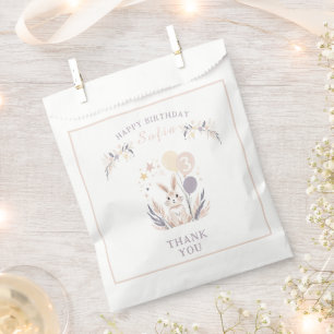 Pastel Boho Rabbit und Balloons Geburtstag Geschenktütchen