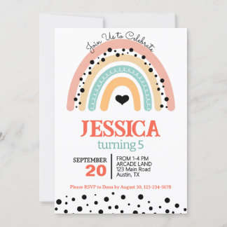 Pastel Boho Rainbow Birthday Party Einladung