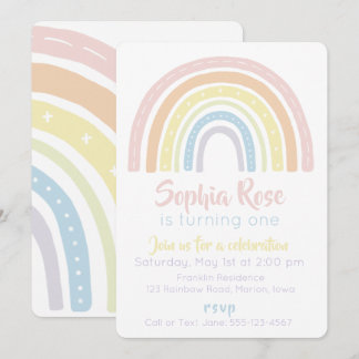 Pastel Boho Rainbow Einladung zum Geburtstag