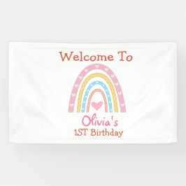 Pastel Boho Rainbow zum Herzgeburtsdatum Willkomme Banner