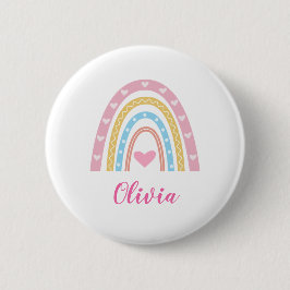 Pastel Boho Regenbogen und Herz individuelle Name Button