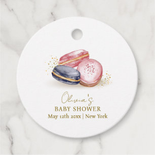 Pastel Bonjour Bébé French Macarons Babydusche Geschenkanhänger