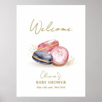 Pastel Bonjour Bébé Macarons Babydusche Willkommen