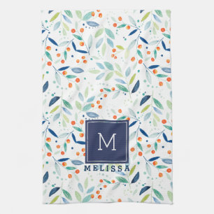 Pastel Botanica Muster Aquarellfarben Illustration Handtuch