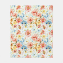 Pastel Botanical Throw – Watercolor Floral Cozy Fleecedecke