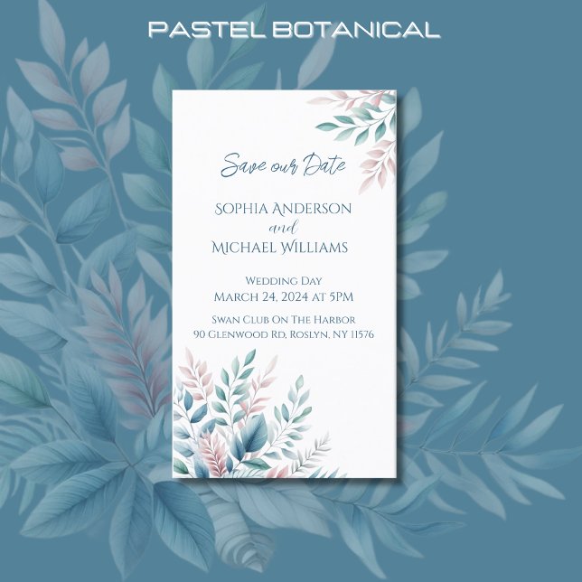 Pastel Botanical Wedding-Save the Date- Visitenkarte (Pastel Botanical-Wedding Save the Date
)