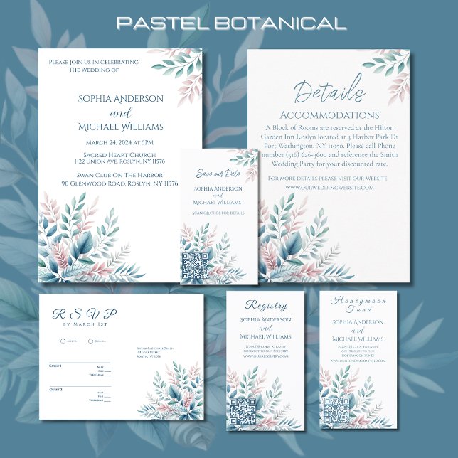 Pastel Botanical Wedding Thema Einladung (Pastel Botanical Wedding Collection)