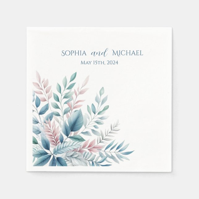 Pastel Botanische Hochzeit - Napkins Serviette (Vorderseite)