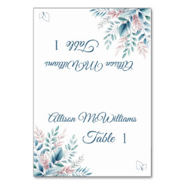 Pastel Botanisches Hochzeitsvegetarisches Symbol Tischnummer