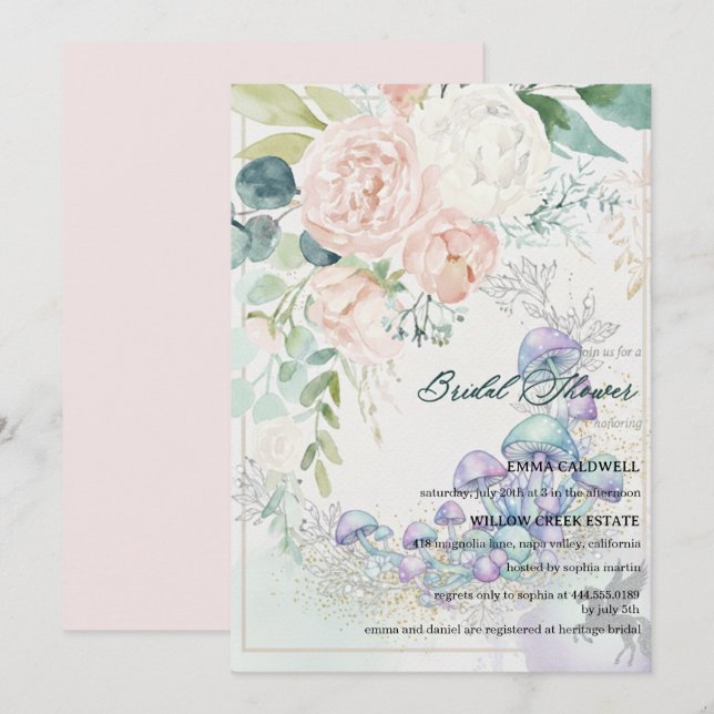 Pastel Bouquet Bridal Shower Invitation Einladung (Vorne/Hinten)
