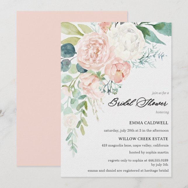 Pastel Bouquet Bridal Shower Invitation Einladung (Vorne/Hinten)