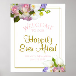 Pastel Bouquet Frühlingsblumenhochzeit Begrüßungsz Poster