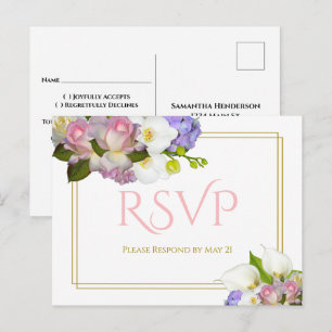 Pastel Bouquet Spring Floral Wedding RSVP Postkarte