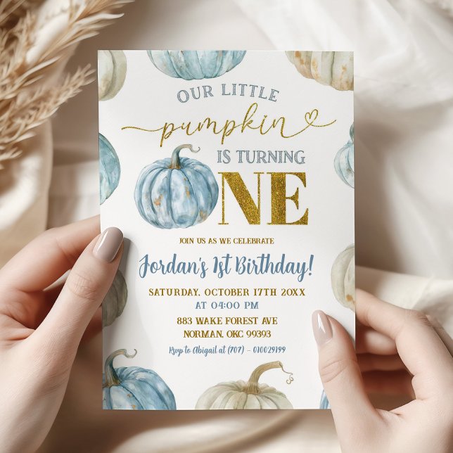 Pastel Boy Pumpkin macht einen 1. Geburtstag Einladung (Von Creator hochgeladen)