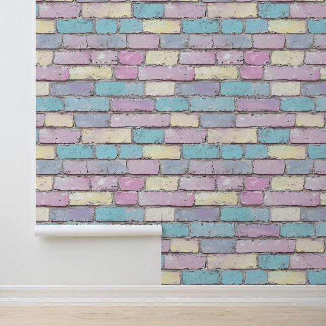 Pastel Brick Pattern Tapete (Anwendung)