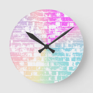 Pastel Bricks Runde Wanduhr