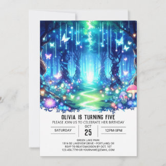 Pastel Bright Woodland Digital Geburtstag Einladung