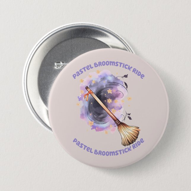 Pastel Broomstick Ride Button (Vorne & Hinten)