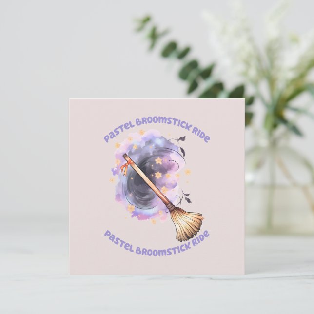 Pastel Broomstick Ride - Whimsical Witz Broom (Stehend Vorderseite)