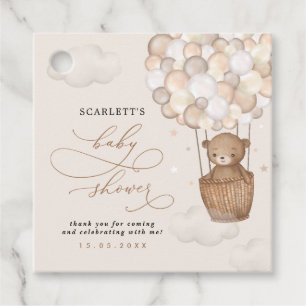 Pastel Brown Bear Heißluftballon Babydusche Geschenkanhänger
