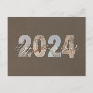 Pastel Brown glücklich Neues Jahr Feiertagspostkarte