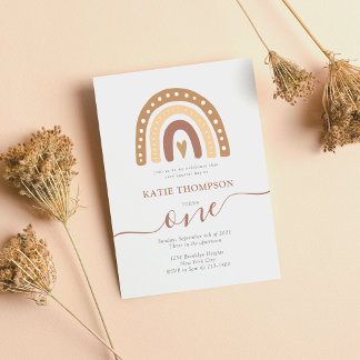 Pastel Brown Rainbow Boho Einladung
