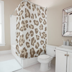 Pastel Brown und Beige Leopard Duschvorhang