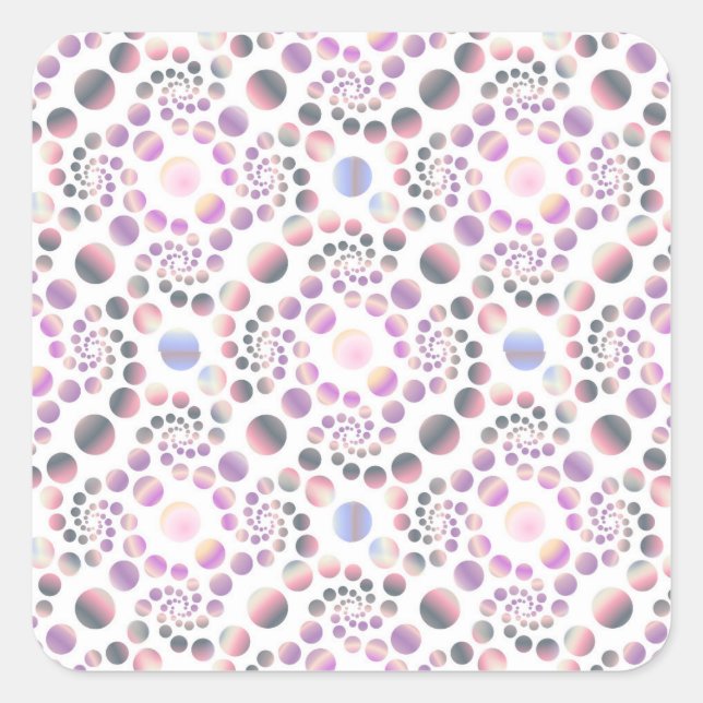 Pastel Bubbles Spiralmuster Quadratischer Aufkleber (Vorderseite)