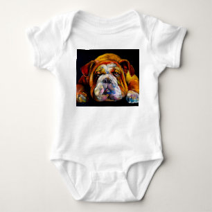 Pastel Bulldog, modernes künstlerisches Portrait. Baby Strampler