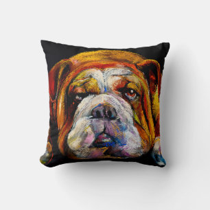 Pastel Bulldog, modernes künstlerisches Portrait. Kissen