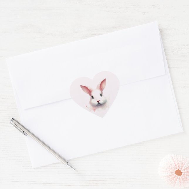 Pastel Bunny Bliss - Heart Shaped Sticker (Umschlag)