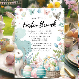 Pastel Bunny Osterbrunch und Eierjagd Einladung