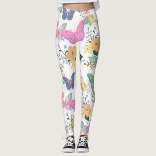 Pastel Butterfliegen und Blume Leggings