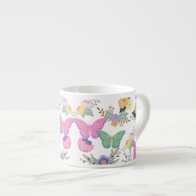 Pastel Butterflies Badewanne Cup Espressotasse (Vorderseite Rechts)