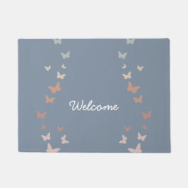 Pastel Butterflies Blauer Empfang Fußmatte