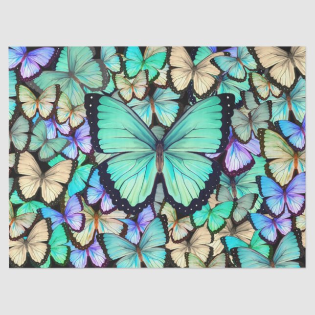 Pastel Butterflies Collage Decoupage Seidenpapier (Vorderseite)
