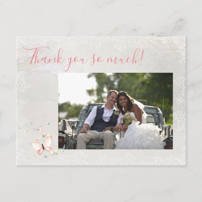 Pastel Butterflies Danke, Postcard Postkarte (Vorderseite)